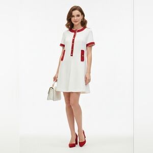 NWOT Short Sleeve Crew Neck Contrast A-line Dress Size M